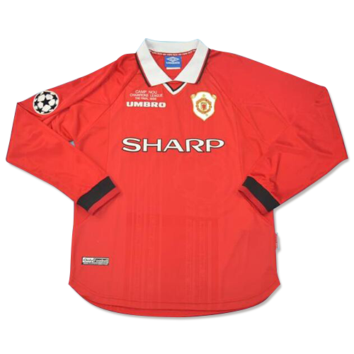 99-00 Manchester United Retro Euro LS Home Kit Soccer Jersey